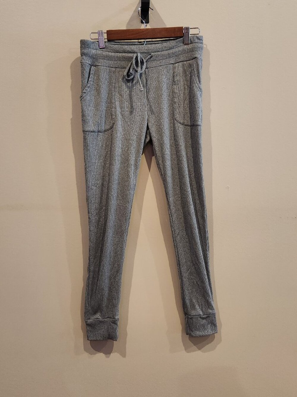 Ultra Flirt Gray Ribbed Jogger Pants Lounge Athleisure Size Large